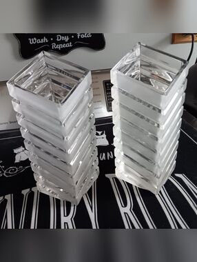 Clear Glass  Square  Vase- Set of 2